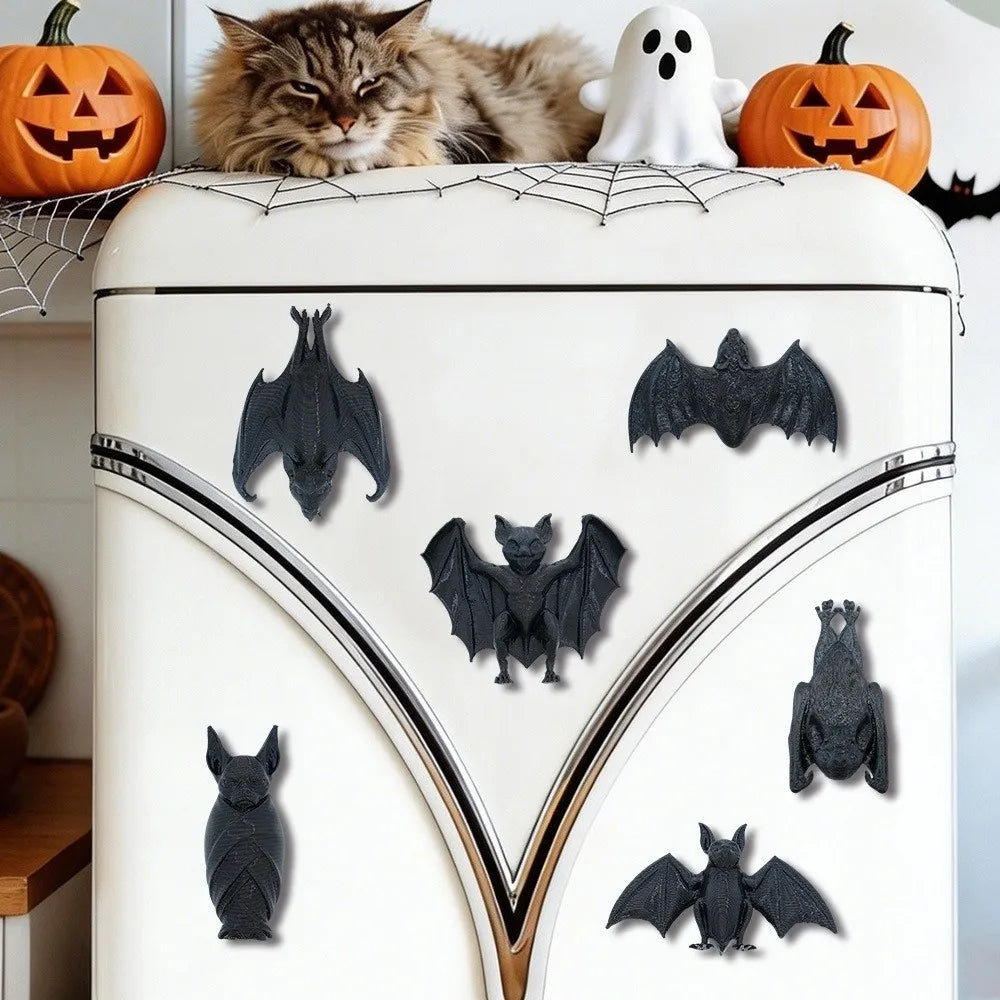 Decoração de Morcego Assustador para Halloween, Ornamentos Decorativos, Ímãs de Geladeira, Aranhas, Adesivos Criativos para Geladeira, Festa de Casa Assombrada