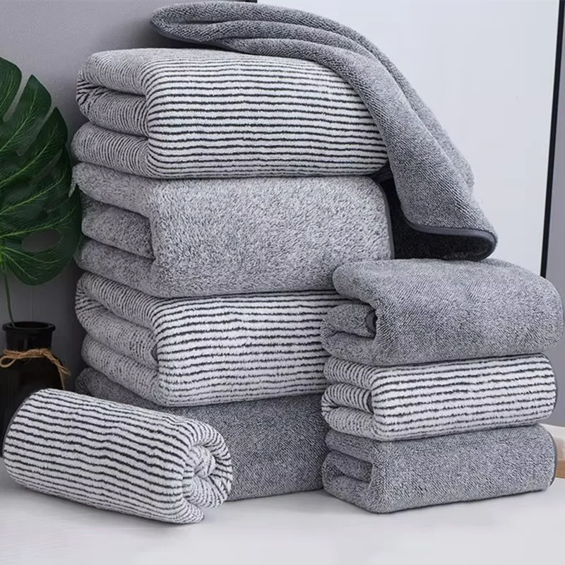 Toalha de banho esportiva espessamento de alta qualidade carvão de bambu coral veludo toalha de banho super absorvente e de secagem rápida