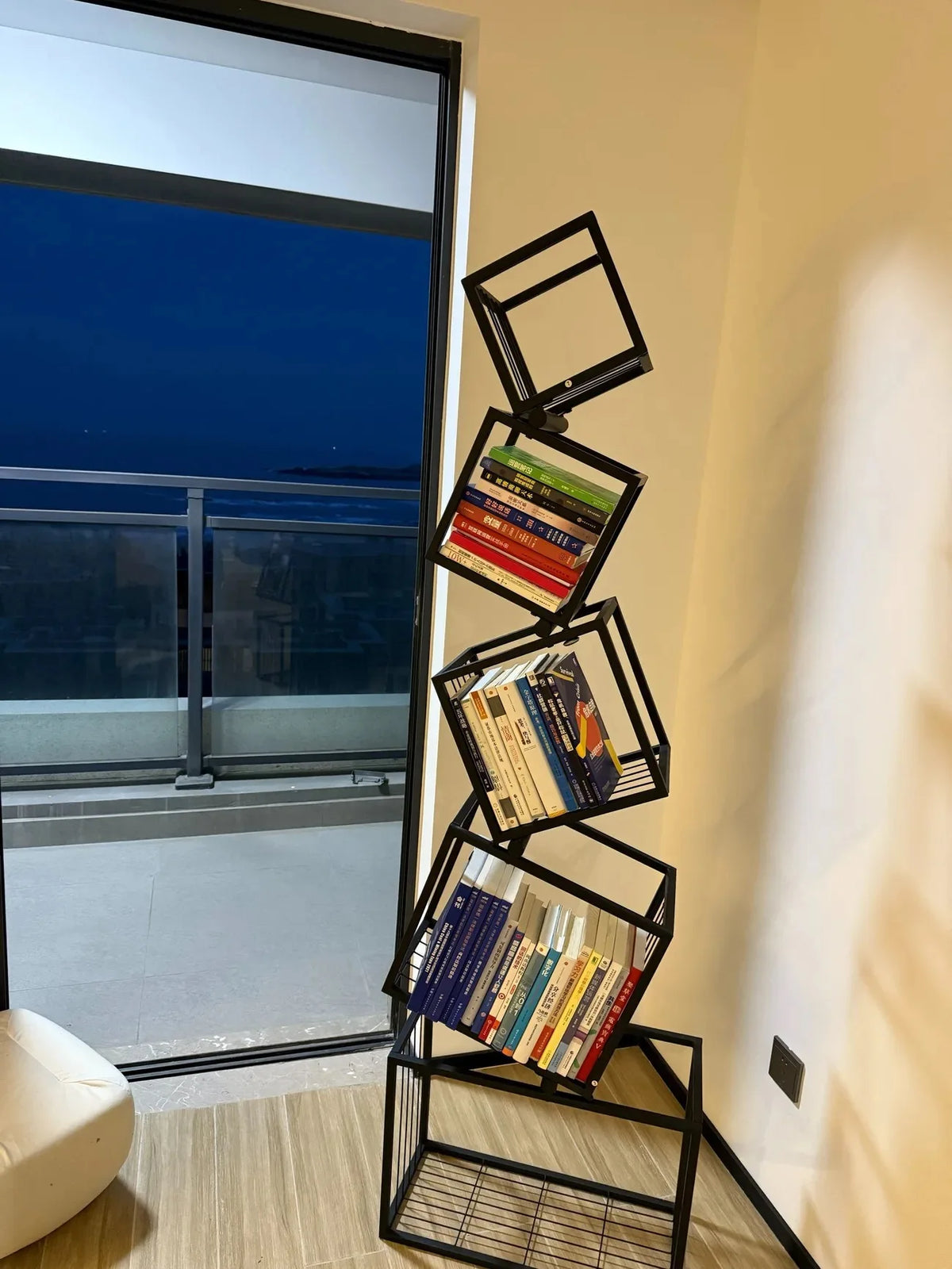 Decoração moderna para sala de estar, prateleira de arte em ferro, escritório, estudo, estante, armazenamento multicamadas para organizar livros e decorações