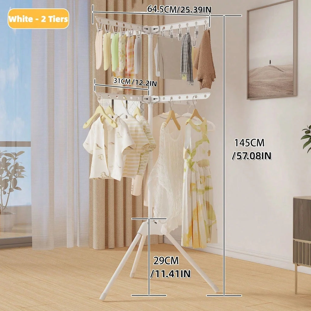 Varal de Chão para Secar Roupas, Uso em Quarto, Cabideiro Doméstico, Varal de Roupas Móvel e Dobrável para Varanda