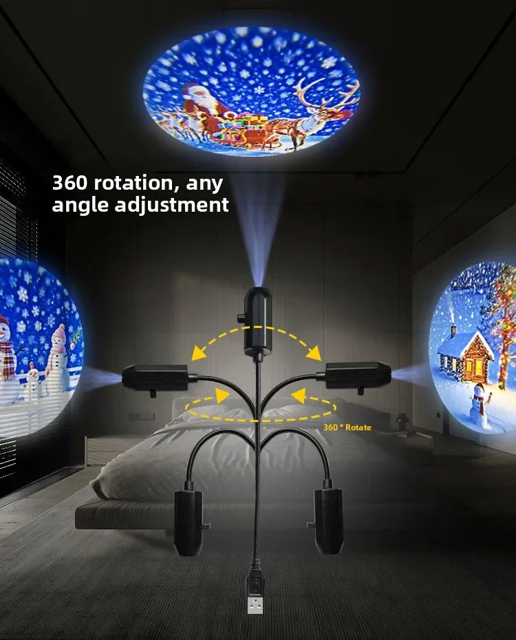 Projetor de Natal, Ornamento de Projeção de Padrão de Papai Noel e Neve Brilhante e Flexível para Decoração de Natal em Festas e Quartos