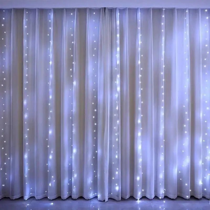 Cortina de natal led luzes da corda guirlanda festival 8 modos usb controle remoto feriado casamento luzes fadas para decoração do quarto - Kasa & Pet
