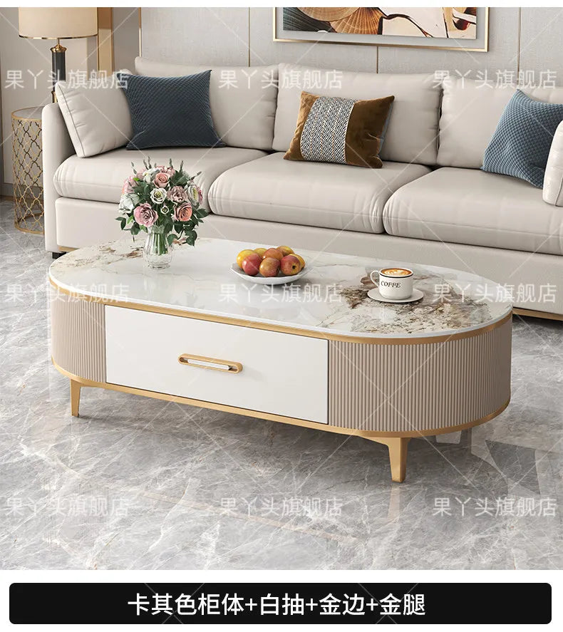 Mesa de Jantar, Mesa de Centro para Escrita e Café, Gavetas Móveis, Mesa Lateral de Luxo com Armazenamento para Sala de Estar, Mesa Auxiliar Moderna, Móveis Modernos