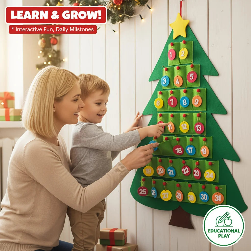 Calendário de Contagem Regressiva para Decoração de Árvore de Natal, Calendário de Advento Reutilizável DIY para Pendurar, Decoração de Festa de Natal e de Casa