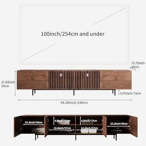 Suporte de TV Moderno de Meio Século de 94,48 polegadas para TVs de 70 a 90 polegadas, Nogueira