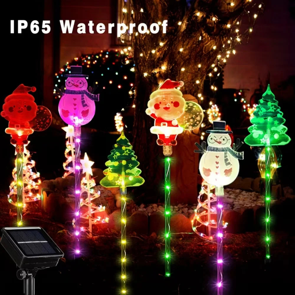 Luzes de Natal LED Solares em Acrílico para Jardim, Impermeáveis, Decoração de Paisagem para Quintal e Caminhos