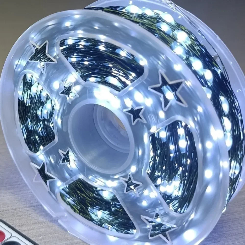 Decorações para Árvore de Natal, Luzes de Cordão à Prova d'Água para Exterior, Guirlandas de Ano Novo, Luzes LED Decorativas para Casamento e Decoração de Natal em Casa