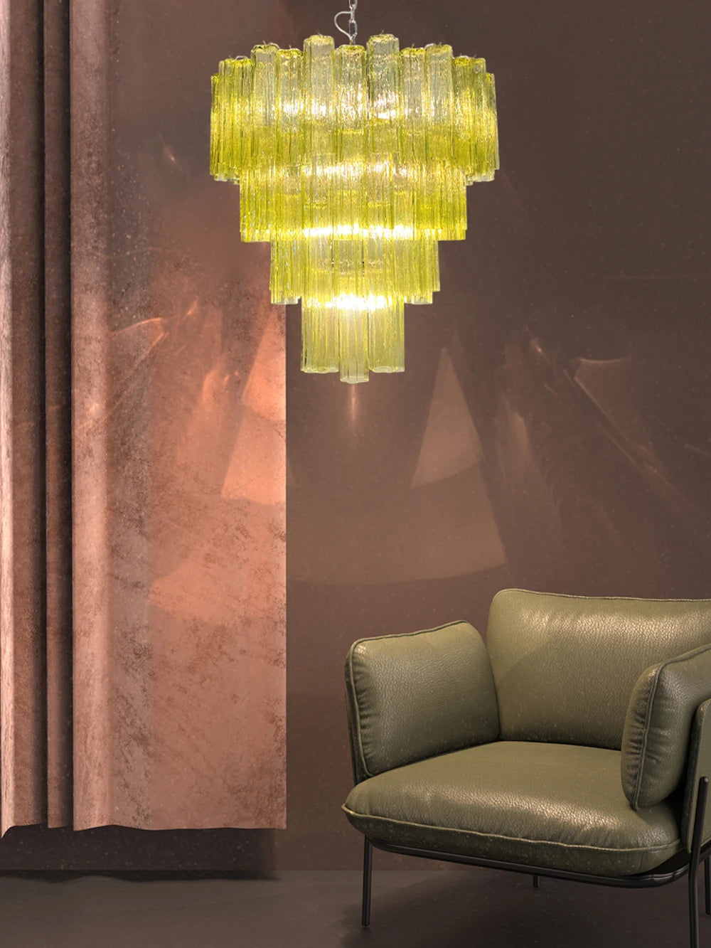 Lustre de Vidro Murano Coleção Blue Eyes 2026, Luminária Suspensa para Sala de Estar