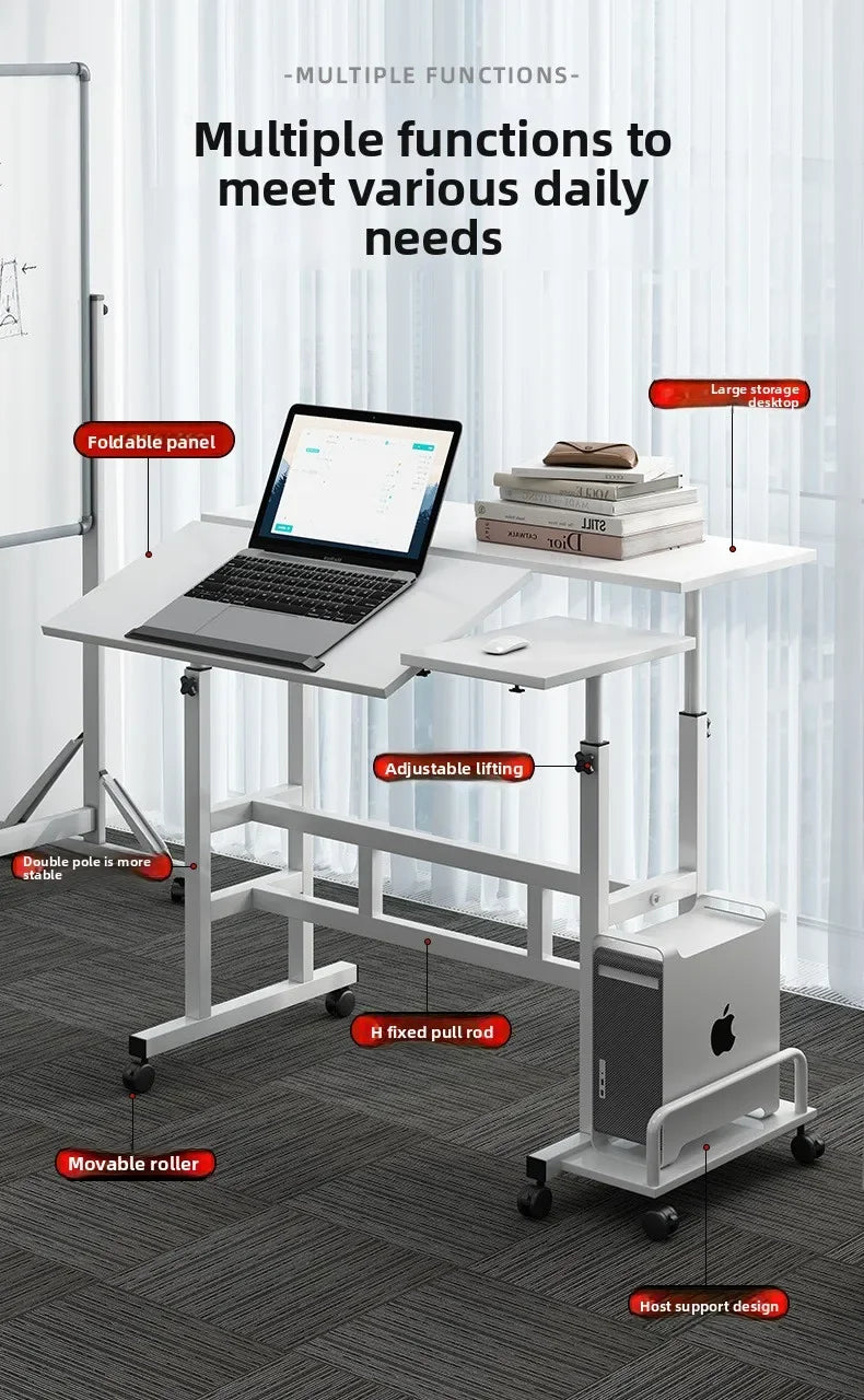 Mesa de computador móvel moderna, mesa de escrita elevatória, mesa de pé dobrável, mesa de cabeceira para quarto, mesa pequena individual, durável.