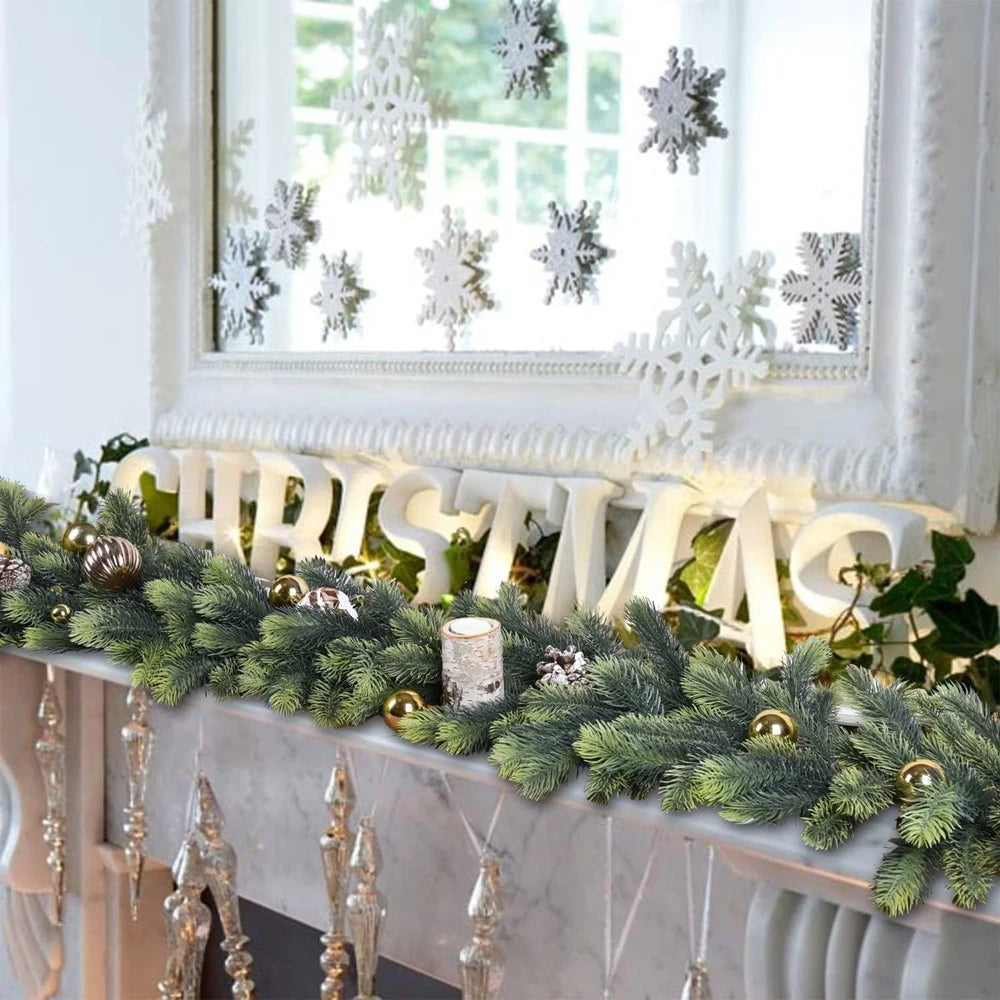 Guirlanda de árvore de natal artificial, grinaldas, sala de casa, decoração de festa, jardim ao ar livre, pinheiro, rattan, enfeite de pendurar