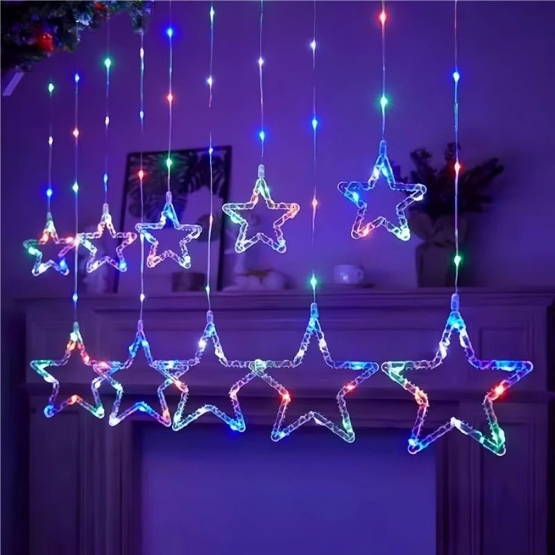 Cortina de Luzes de Natal, Luzes de Fada, 3M, Alimentação USB, Controle Remoto, 8 Modos, Decorações LED para Janelas de Casa