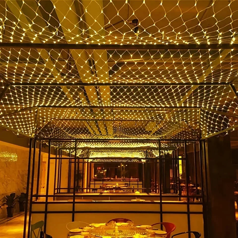 Decorações de natal lâmpada led rede de pesca luz ao ar livre à prova dwaterproof água rua árvore decoração luz festival casamento malha luz