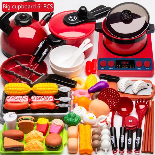 Conjunto de brinquedos de cozinha para crianças menina cozinhar bebê corte frutas cozinhar utensílios de cozinha simulação educação fingir jogar