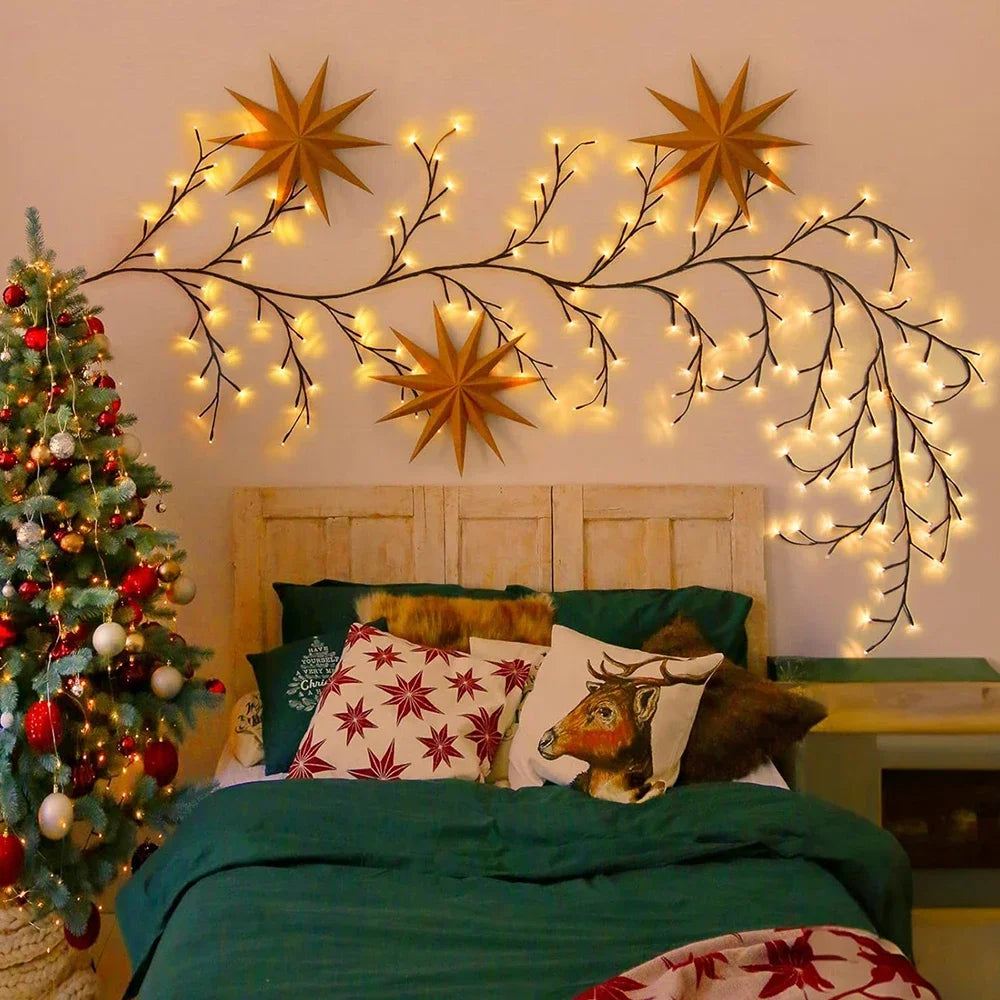 Luzes LED Flexíveis em Formato de Galho de Salgueiro com 96 LEDs, Lâmpada de Árvore de Bétula, 8 Modos de Iluminação para Decoração de Natal e Ação de Graças, Luz de Ambiente
