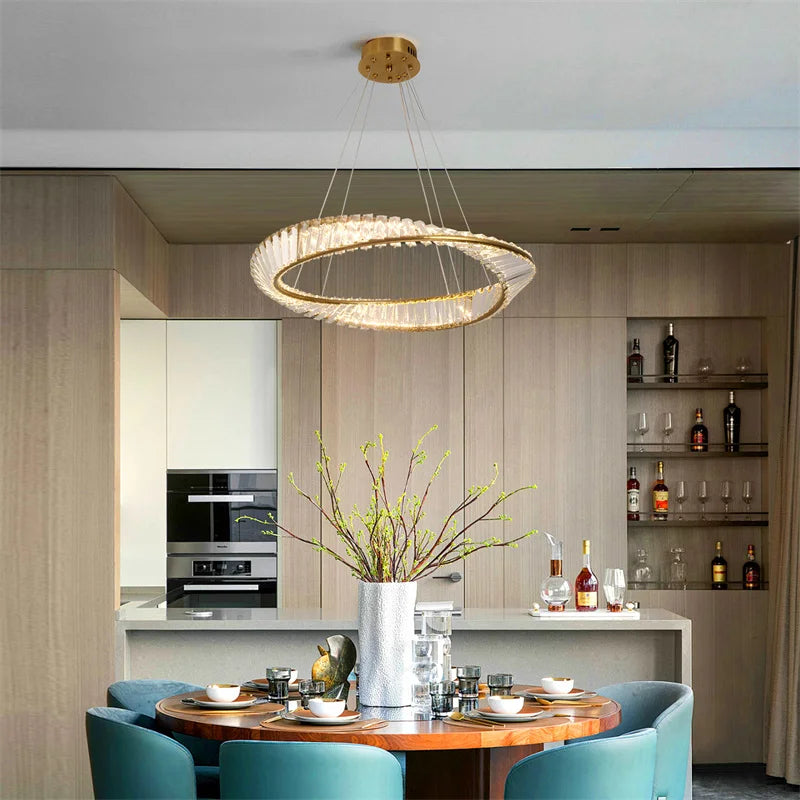 Led anel de luxo luzes pingente para sala estar jantar lustre moderno decoração casa lâmpada do teto nordic luminária lustre