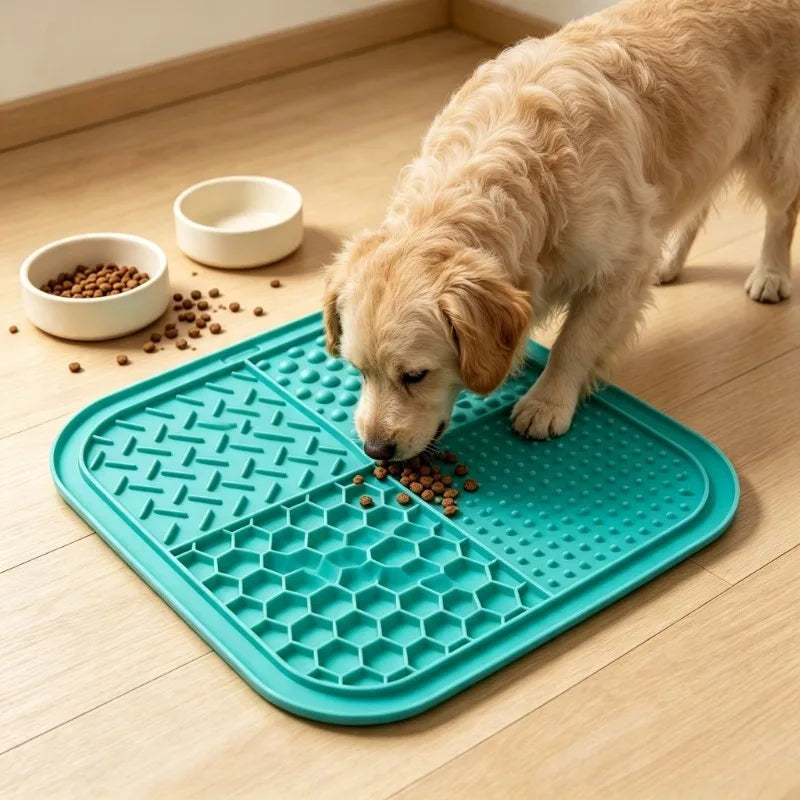 Tapete de Lamber para Cães e Gatos, Bandeja Antiderrapante Redutora de Ansiedade, Almofada de Alimentação para Alívio da Ansiedade e Distração durante o Banho e Higiene