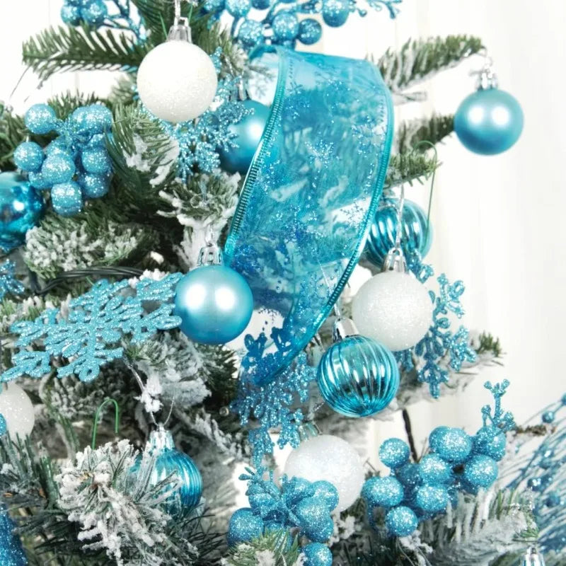 Conjunto de enfeites de bolas de natal, 3/4/6cm, enfeites inquebráveis de natal, bolas suspensas para festa de feriado, decoração de casamento (tira e azul)