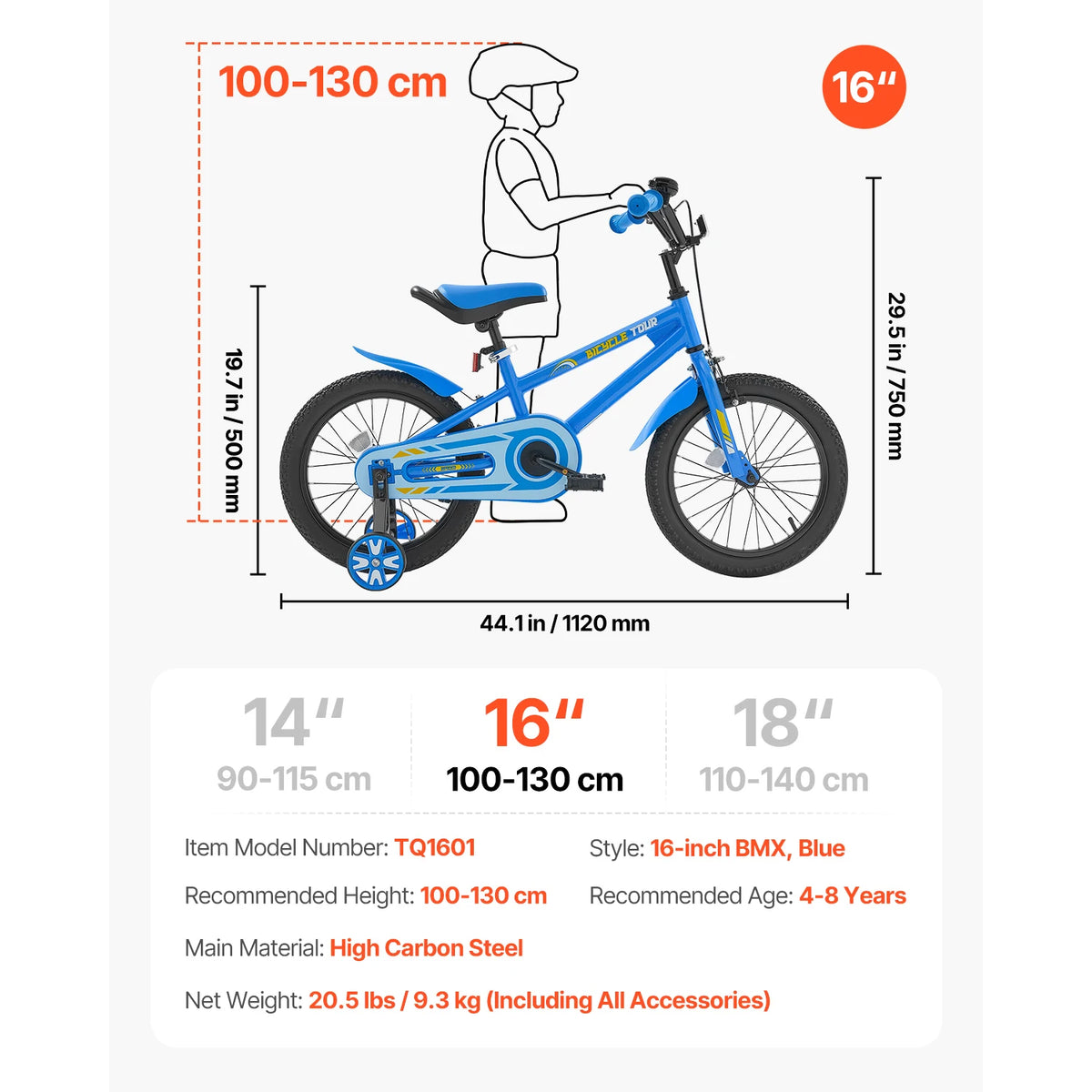 SucceBuy 14/16/18in Crianças Bicicleta Estilo BMX Crianças Bicicleta com Rodas de Treinamento Bicicleta Criança para Meninos e Meninas aprendendo a andar - Kasa & Pet