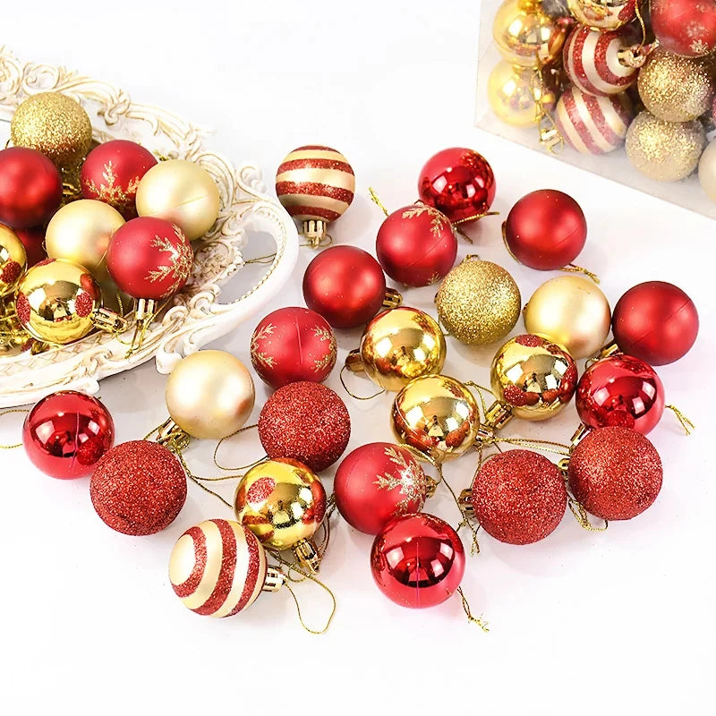 50 Pçs/caixa Bolas de Natal Ornamentos de Árvore de Natal Bola Xmas Pendurado Árvore Home Party Decor 2025 Presente de Ano Novo Noel Navidad