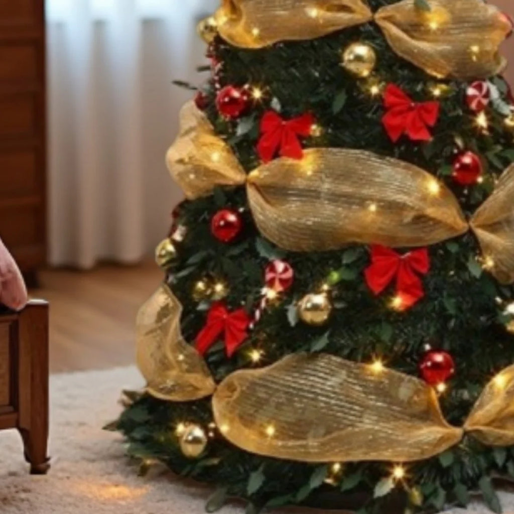 Árvore de natal retrátil decorativa dobrável pvc artificial árvore de natal para sala de estar shopping hotel-presente de natal