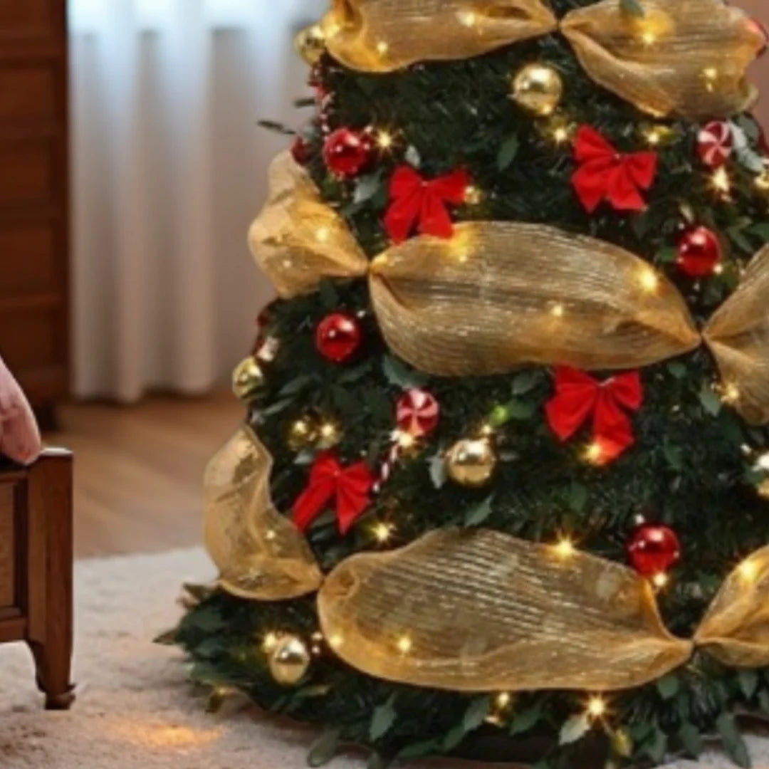 Árvore de natal retrátil decorativa dobrável pvc artificial árvore de natal para sala de estar shopping hotel-presente de natal