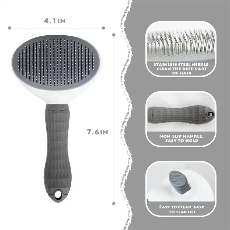 Escova para cães e gatos, pente autolimpante para remoção de pelos de animais de estimação, ferramentas para limpeza de cães e gatos, acessórios para cães