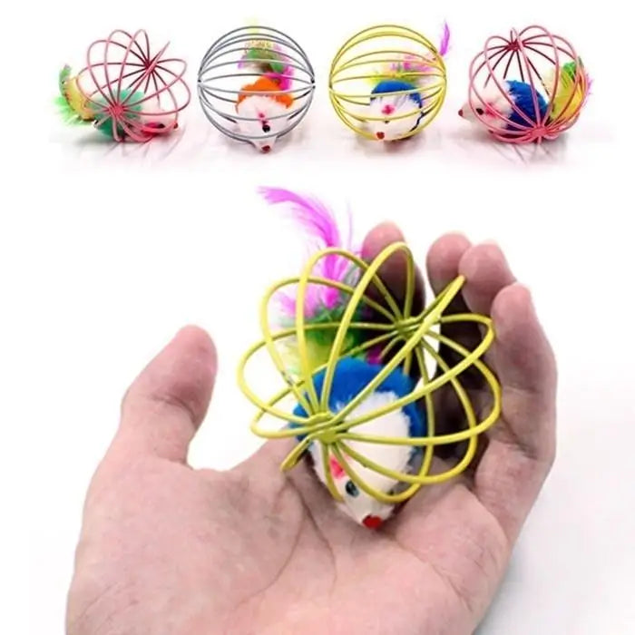 Engraçado enjaulado mouse pet brinquedo rato bola para gato cão animal de estimação novidade brinquedo suprimentos para animais de estimação