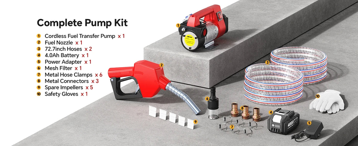 Bomba de Combustível Elétrica Taskstar 21V para Caminhões e Tratores a Diesel, Bomba de Transferência de Diesel 45 L/min para Bateria Makita 18V
