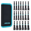 LIBRATON Conjunto de 20 Chaves de Porca Magnéticas, Conjunto de Pontas de Chave de Impacto para Furadeira 1/4" Chaves de Porca Métricas e SAE com Bolsa de Armazenamento
