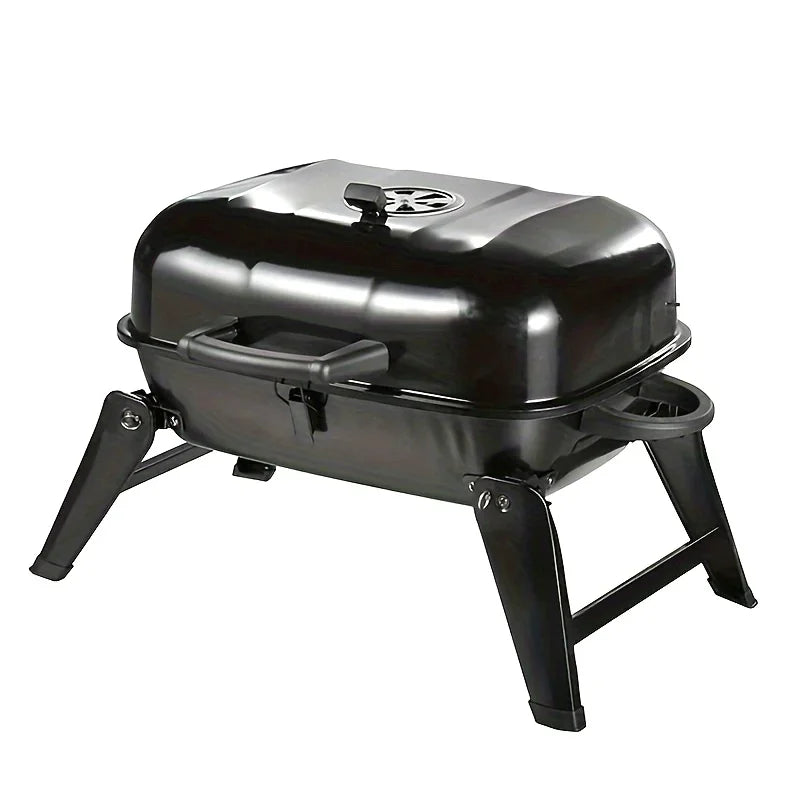 Churrasqueira a Gás Portátil com Tampa, 1 Queimador, Pernas Dobráveis, Pequena Churrasqueira a Propano para Cozinha ao Ar Livre, Camping, Churrascos, Pátios e Jardins
