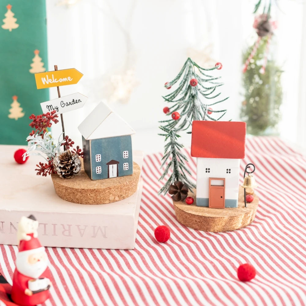 Casas e Acessórios Colecionáveis de Natal: Enfeites de Figuras, Cenas de Mesa de Casa de Madeira de Inverno, Decoração de Mesa para Feriados e Casa