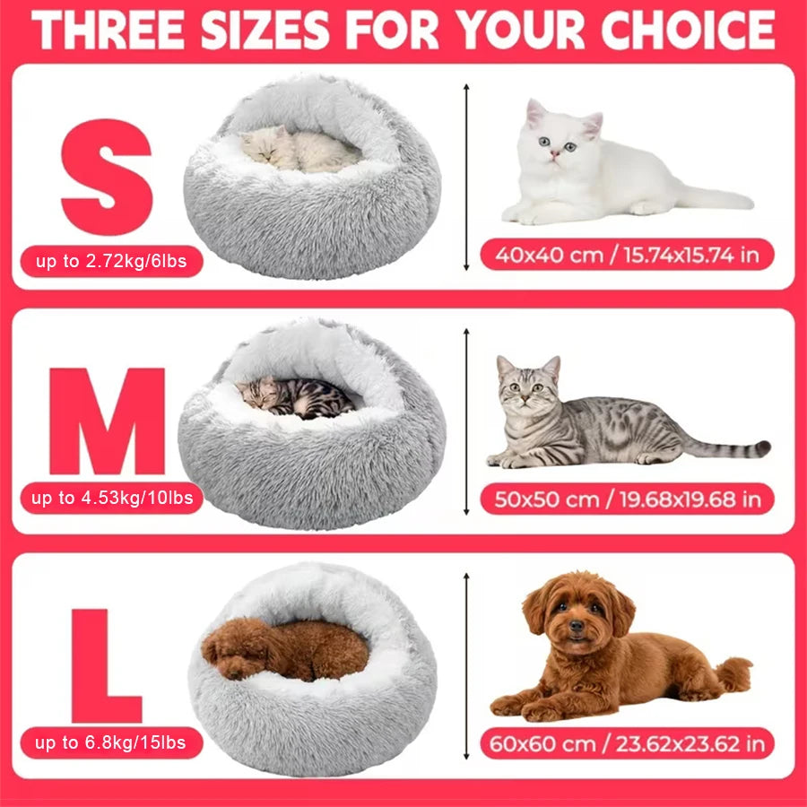 Camas aconchegantes para gatos, colchão para cães, cama quente e macia de pelúcia para animais de estimação, em formato de concha, semi-fechada, ninhos para dormir para gatos, para cães pequenos e gatinhos