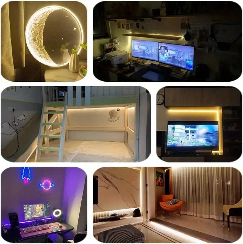 Fita de LED Neon USB DC 5V com Sensor de Toque Regulável, Fita de Silicone Flexível à Prova d'Água para Decoração de Ambientes Externos