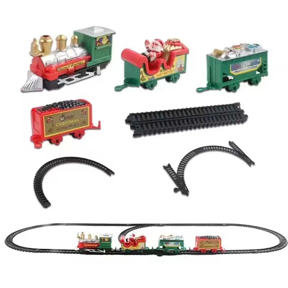 Trem Elétrico de Natal, Brinquedo de Decoração para Árvore de Natal, Trilho de Trem com Som e Luz, Carro de Trem, Presentes de Natal