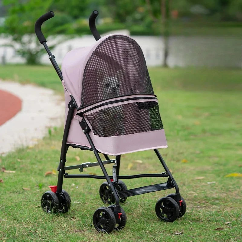 Carrinho de passeio para animais de estimação, carrinho para cães e gatos, tipo ursinho de pelúcia, para atividades ao ar livre, leve e dobrável, para cães e animais de estimação pequenos.