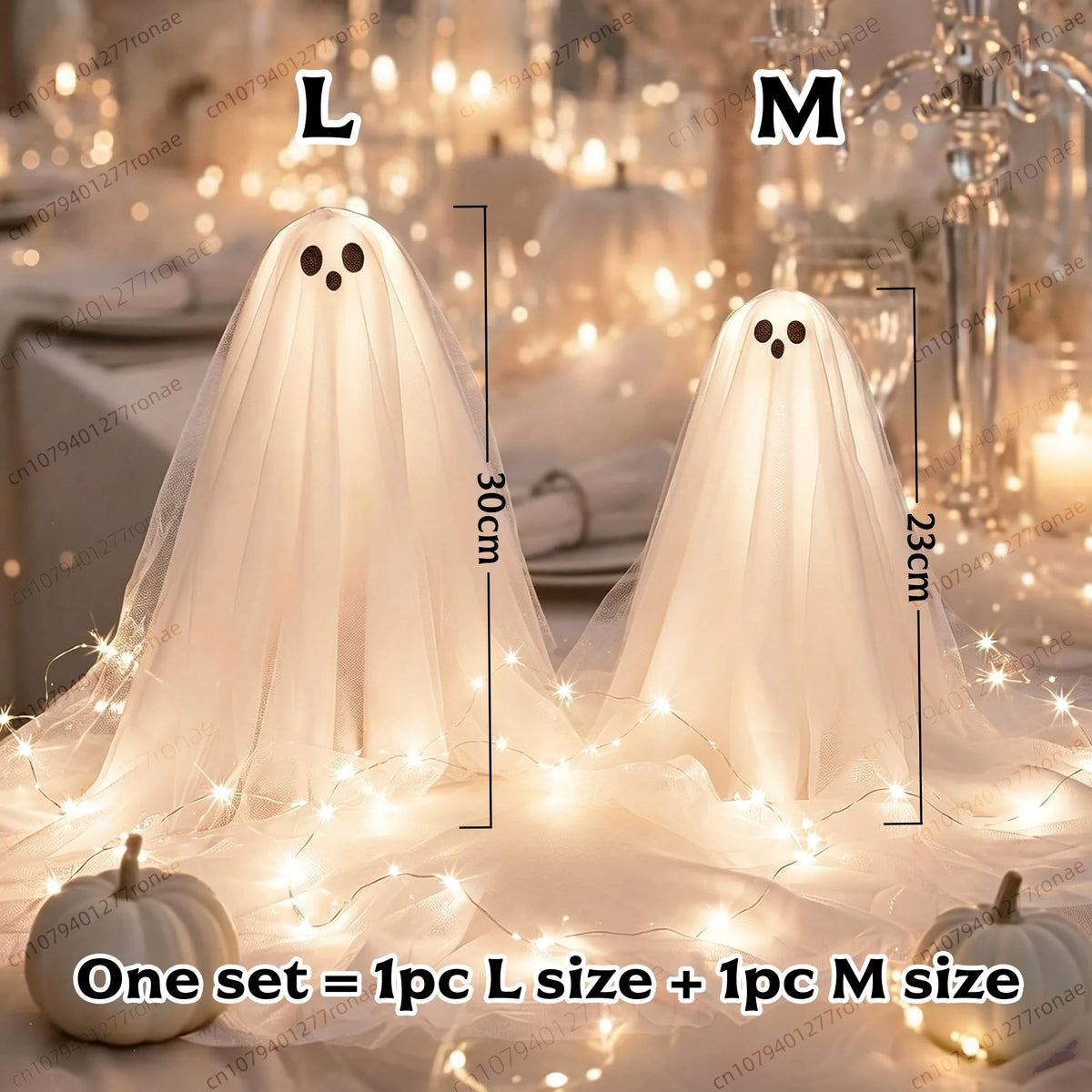 1/2/3 Conjuntos de Decorações de Halloween, Kit DIY de Fantasma Iluminado, Lâmpada Assustadora, Centro de Mesa Branco Quente para Festa de Halloween Interna - Kasa & Pet