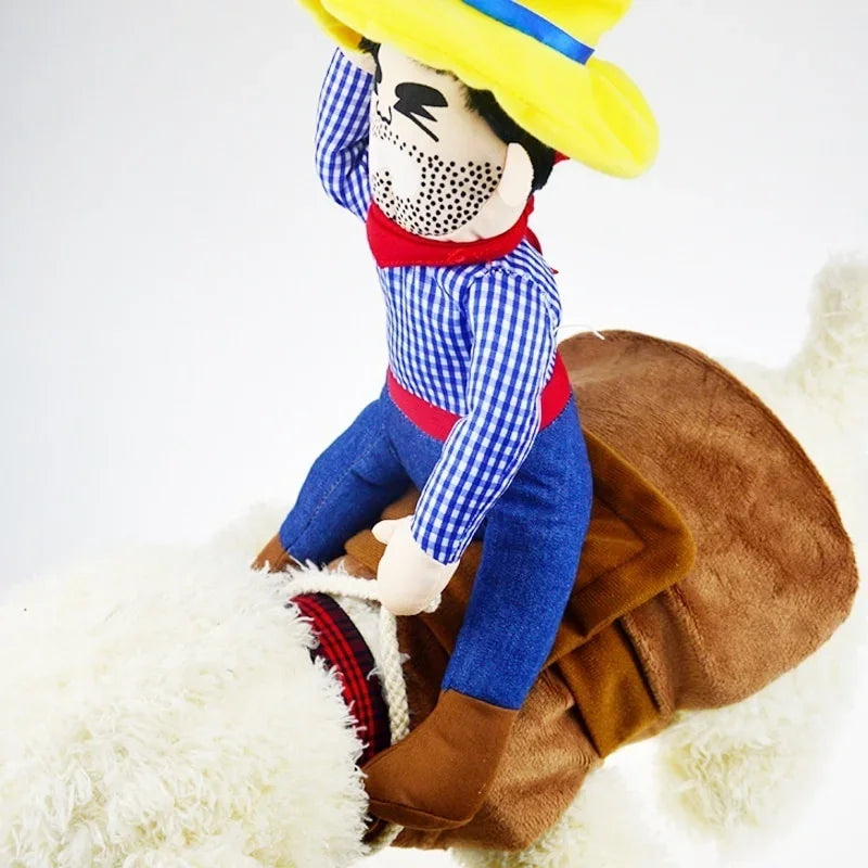 Fantasia Prática de Cowboy para Cães com Chapéu Combinando, Roupa de Cosplay para Pets, Acessório de Fantasia para Halloween, Natal, Cachorros e Festas
