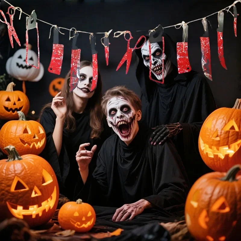 1-4 conjunto de banner sangrento de halloween, decoração suspensa de terror para casa assombrada, tema de filme, aniversário, carnaval, festa, presente de halloween