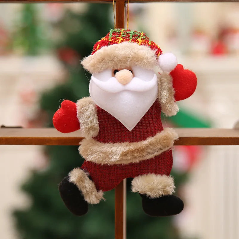 4 pçs feliz natal ornamentos diy presente de natal papai noel boneco de neve árvore pingente boneca pendurar decoração para casa noel natal ano novo