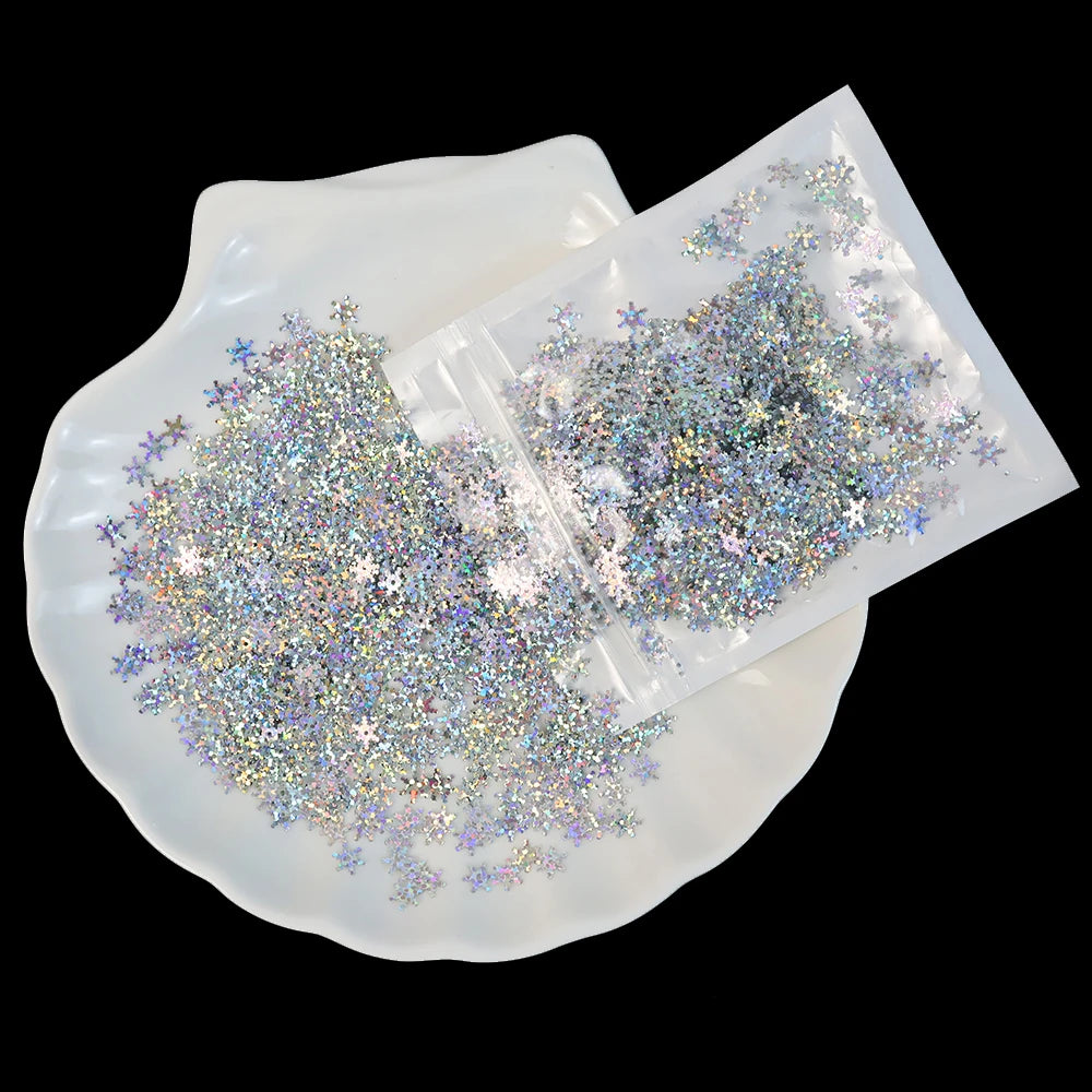 20g 8mm Glitter Flocos de Neve de Natal Lantejoulas Confete Neve Artificial Enfeites Decoração de Natal para Casa Natal 2026