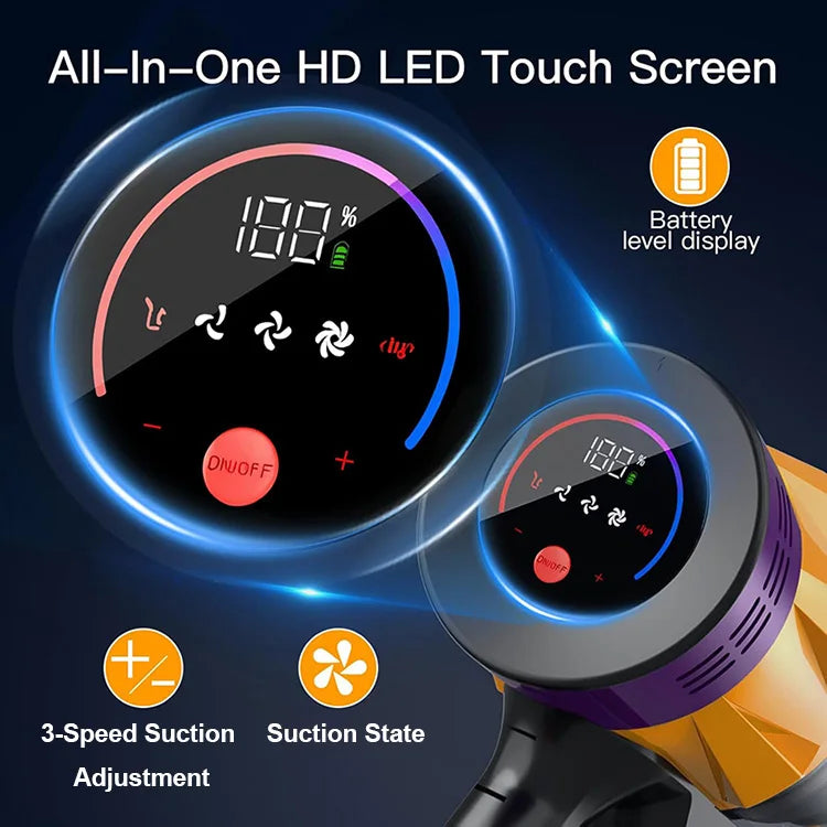 550w 50kpa vara aspirador de pó sem fio bateria removível handheld inteligente vassoura led touchscreen aspirador pó para piso casa