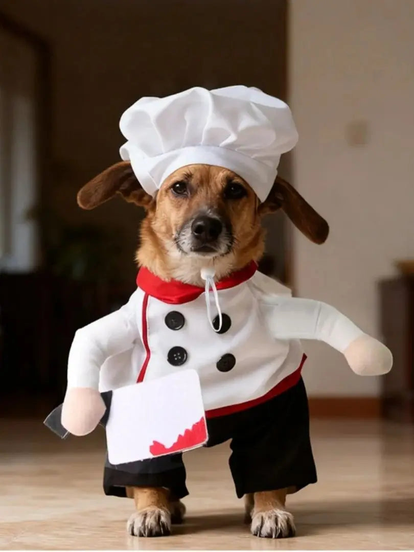 Fantasia Engraçada de Chef para Pets, Roupa de Confeiteiro Fofa para Cães e Gatos para Festas, Aniversários, Sessões de Fotos e Cosplay – Vestuário para Filhotes e Gatinhos