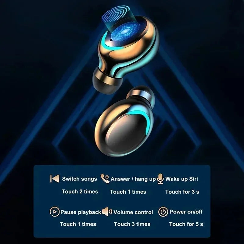 TWS Wireless Earphones Bluetooth Noise-Canceling Earbuds Stereo Headphones LED Display Sports Headset With Mic
