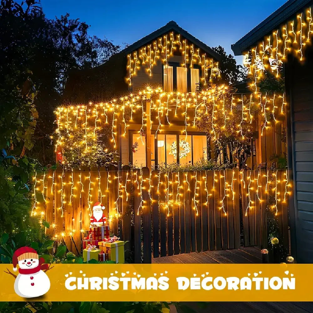 Luzes de Natal Solares em Forma de Gelo 98/162LED com 8 Modos de Iluminação para Jardim, Pátio, Casamento, Festa, Gazebo, Decoração de Natal IP65