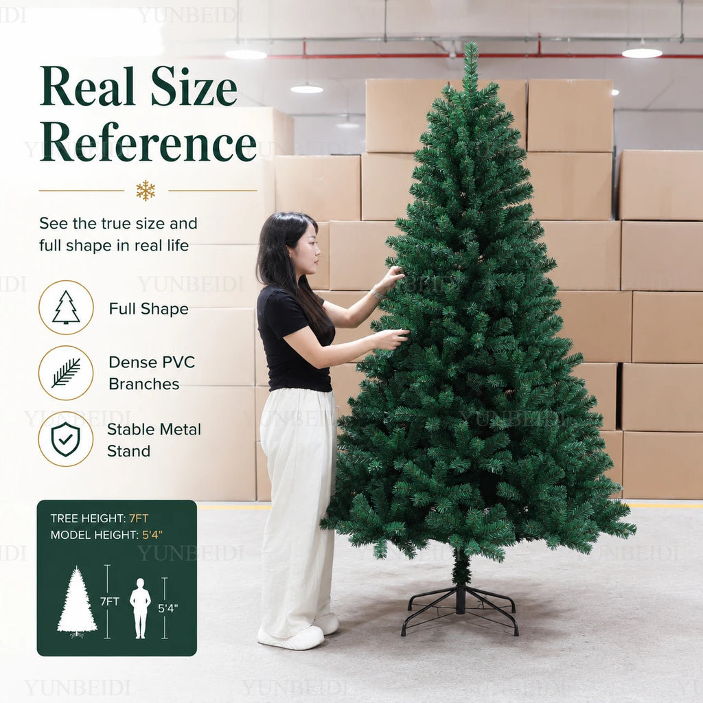 Árvore de Natal Artificial Grande em PVC com Luzes LED, de 120cm a 300cm, Decoração para Festa de Natal e Ano Novo em Família