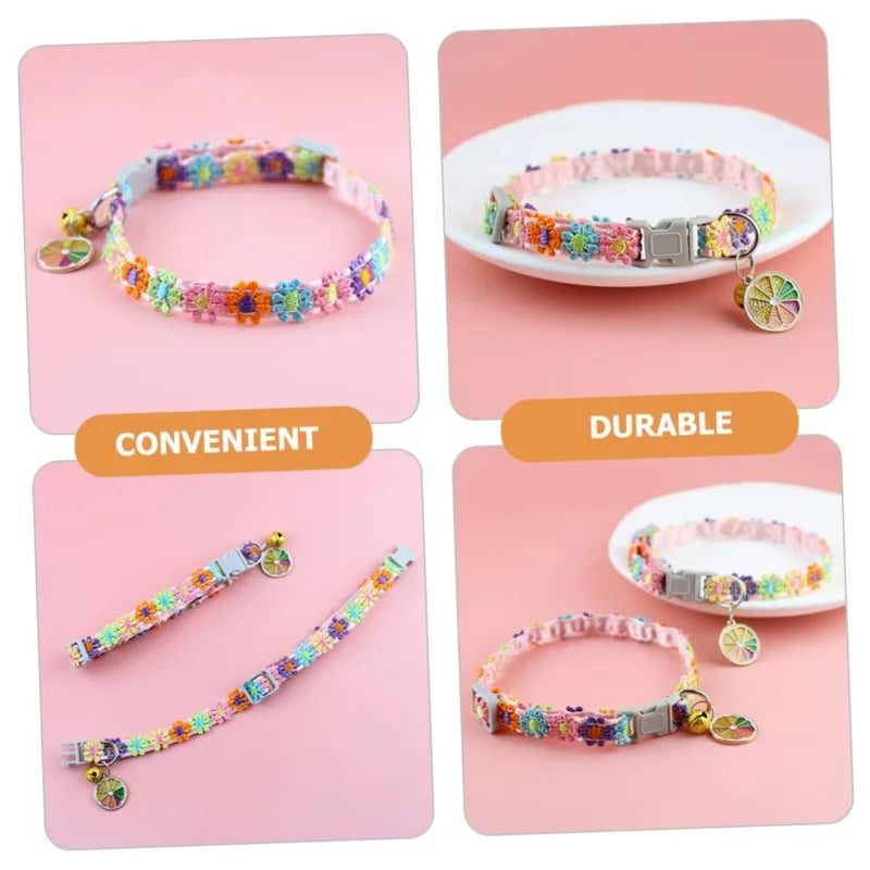 Coleira para Animais de Estimação com Sino, Estampa de Patas Colorida, Ajustável, para Cães, Filhotes e Gatos, Acessório de Segurança com Sino, Colar para Pets