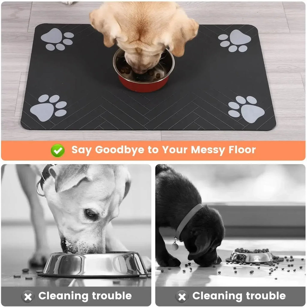 Tapete de alimentação para animais de estimação, absorvente, suporte de borracha, secagem rápida, tapete de água para cães e gatos, comida e tigela de água com à prova d'água
