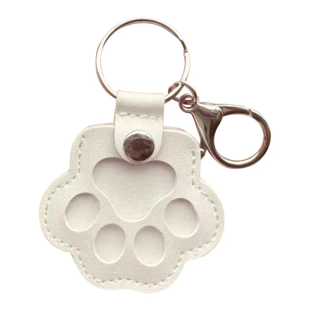 Adorável impressão de pata chaveiros comemorativos saco de armazenamento de pêlos de animais de estimação chaveiro gato cão recipiente de pele pingente para amantes de animais de estimação