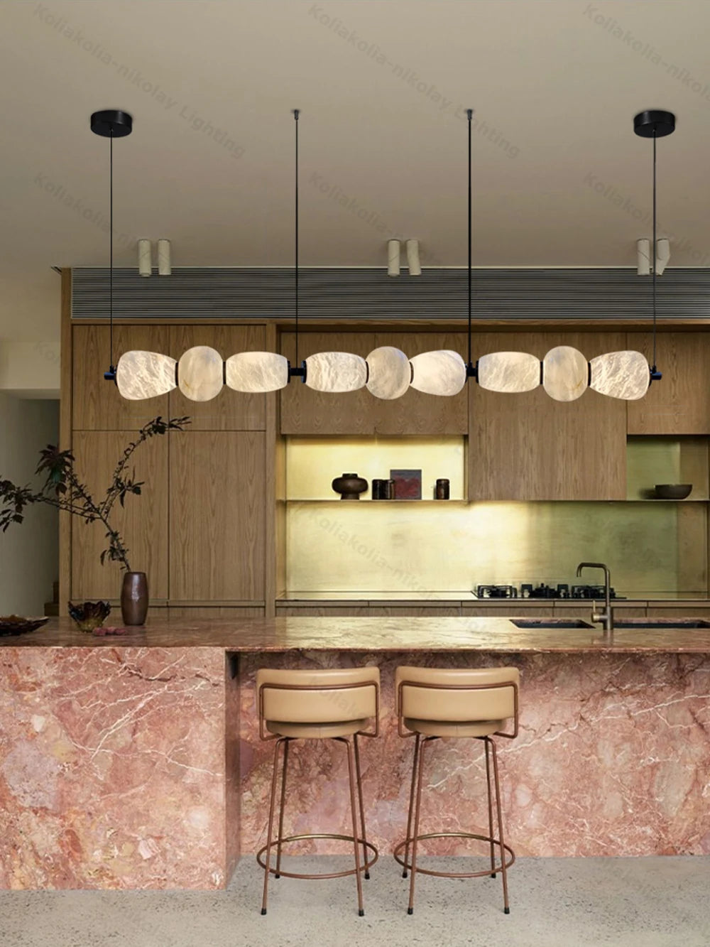 Lustres de LED Reguláveis de Mármore Natural para Decoração de Casa, Nova Tendência 2026, Iluminação para Sala de Estar e Sala de Jantar