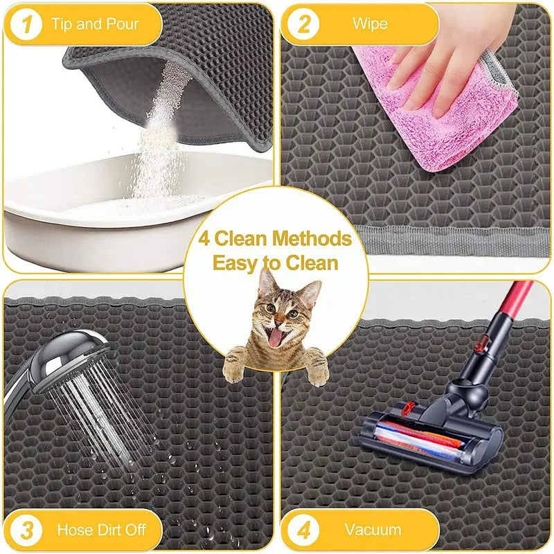 Tapete de areia para gatos, à prova d'água, camada dupla, caixa de areia para animais de estimação, almofada limpa, produtos para gatos, acessórios